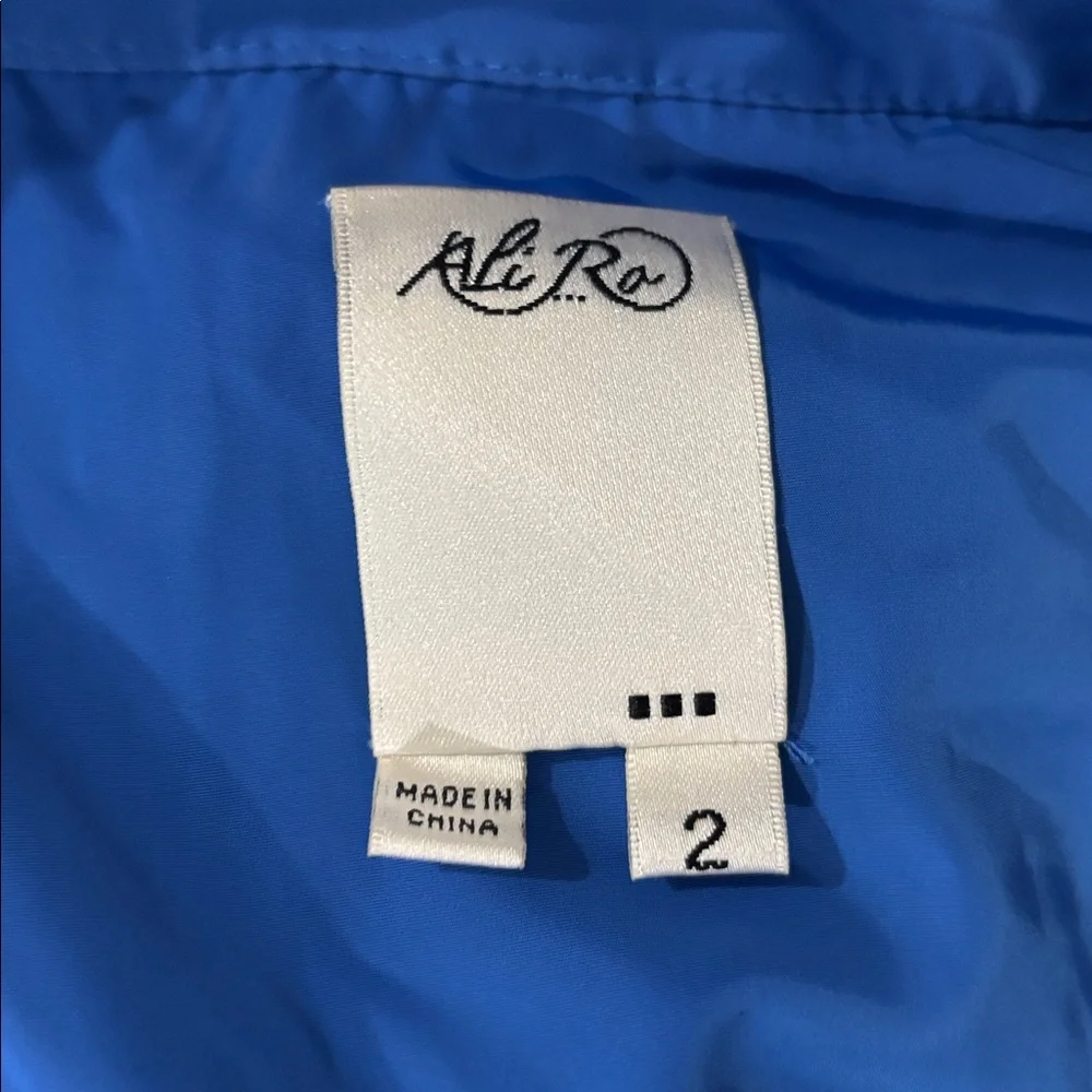 Ali Ro Jacket Blue Anorack Short Sleeve zip Lightweight‎ Hooded Jacket  Size 2